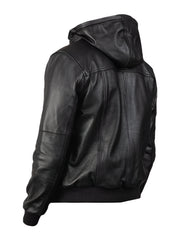 Bouncer Biz – Black Leather Bomber Jacket