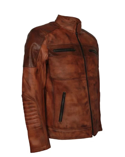 Cafe Racer Brown Motorcycle Jacket