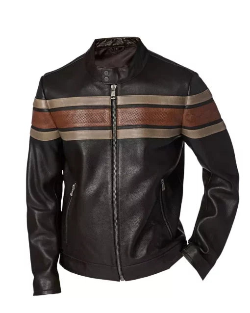 Dale Retro Striped Leather Jacket