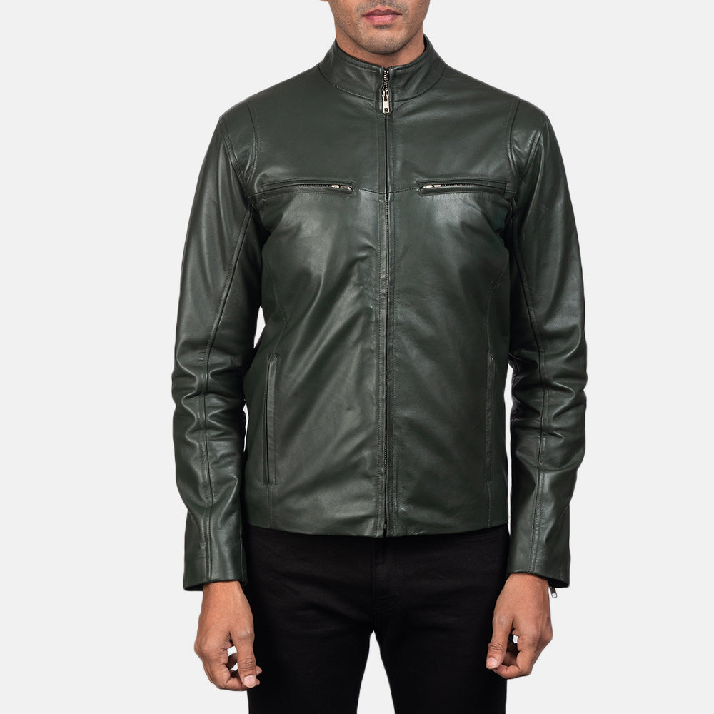 Ionic Green Leather Biker Jacket