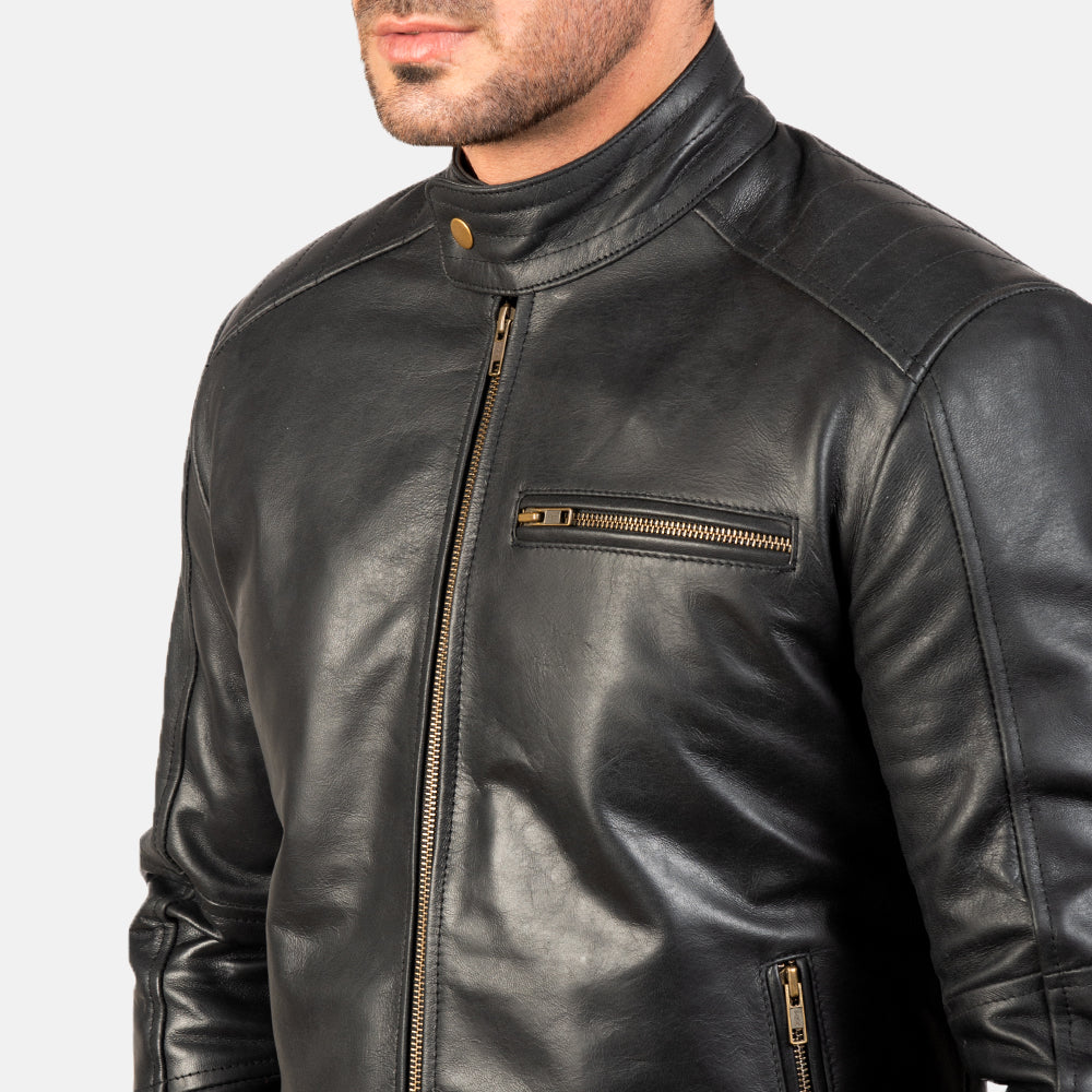 Dean Black Leather Biker Jacket