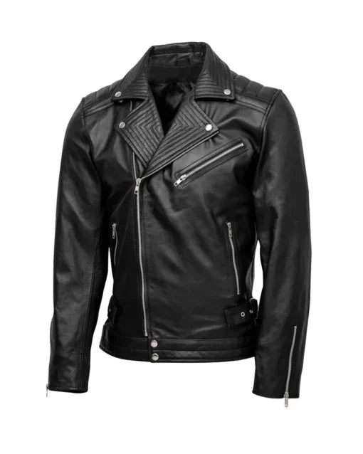 Men Quilted Biker Leather Jacket