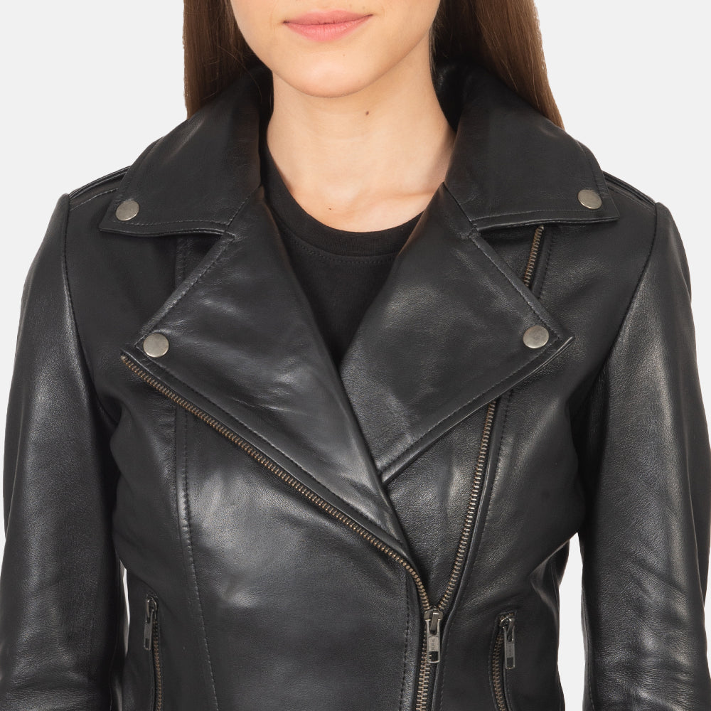 Flashback Black Leather Biker Jacket