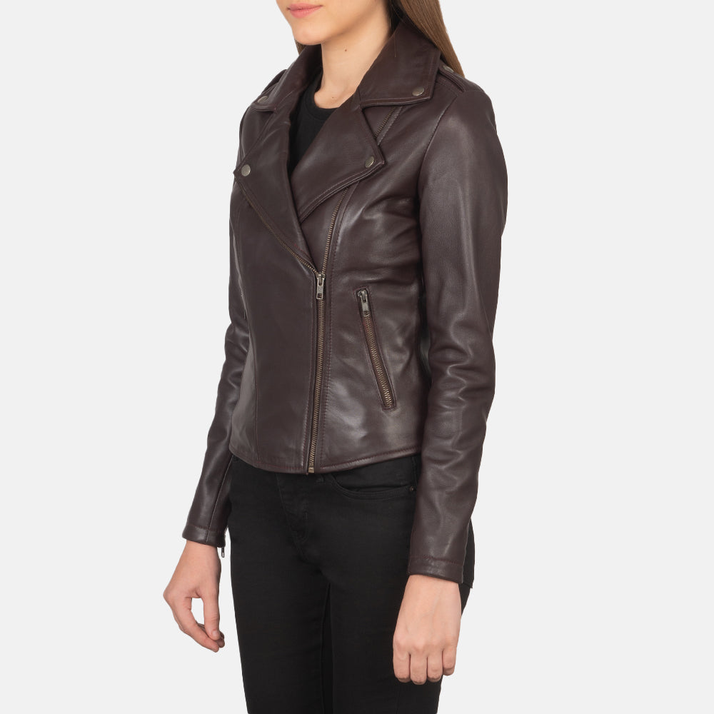 Flashback Maroon Leather Biker Jacket