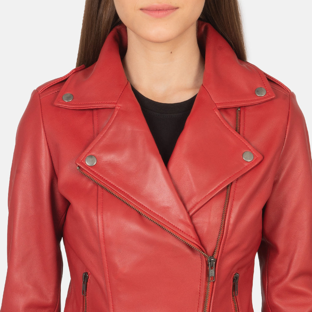 Flashback Red Leather Biker Jacket