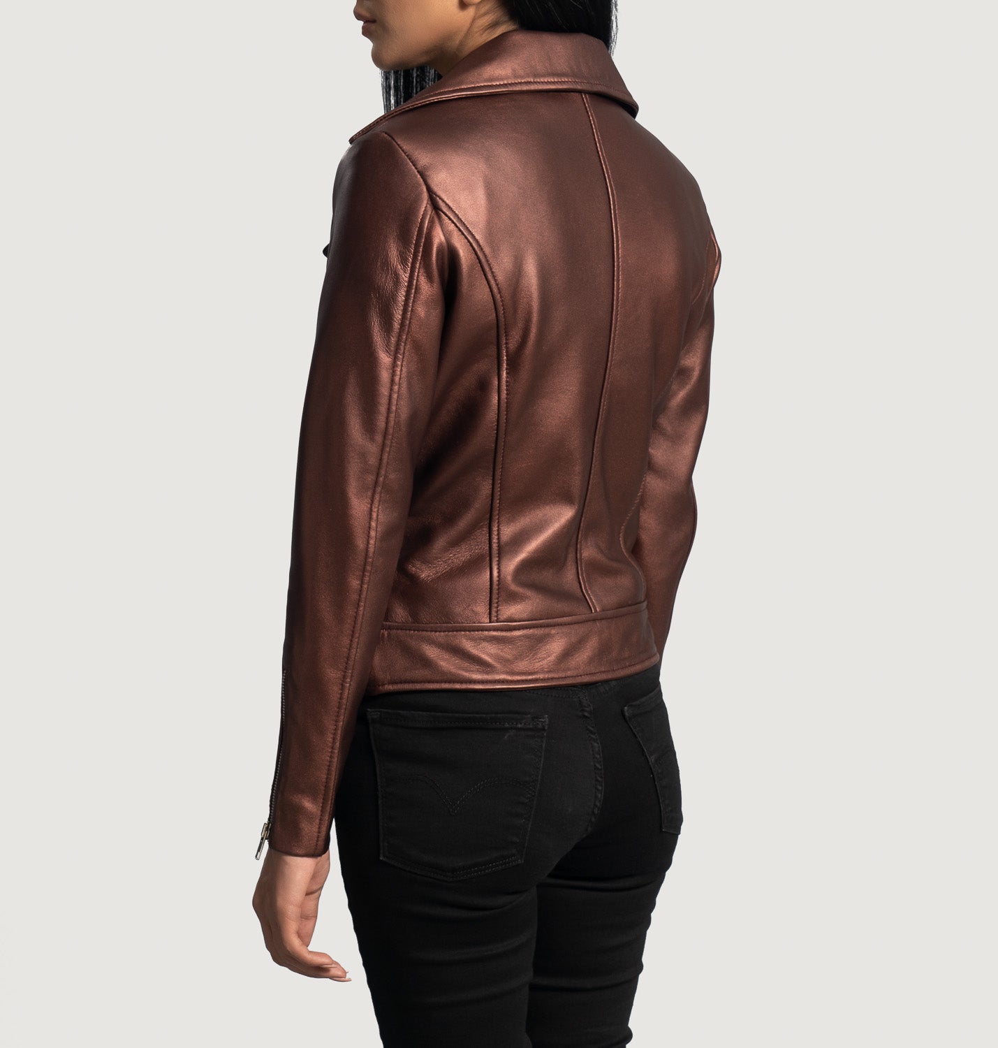 Rumy Maroon Leather Biker Jacket